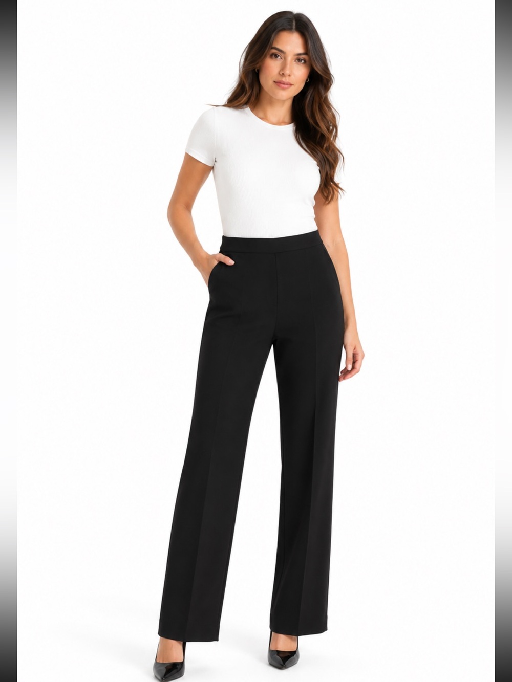 Rafaella Black Dress Pants Straight Leg Flare Work Office Classic - Size 10